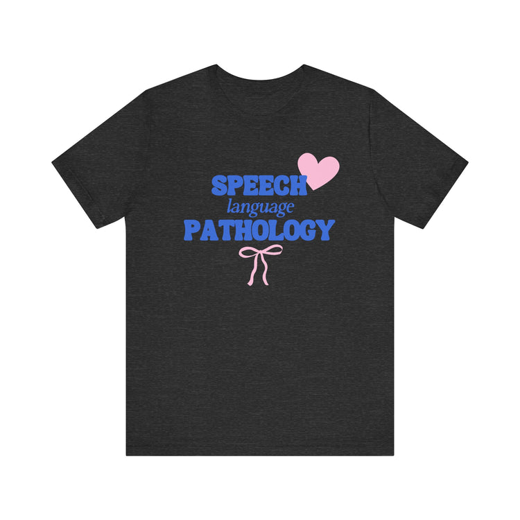 speech language pathology bow + heart short sleeve tee