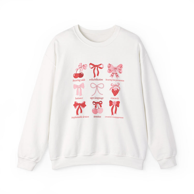 audiology scope cherry bow crewneck