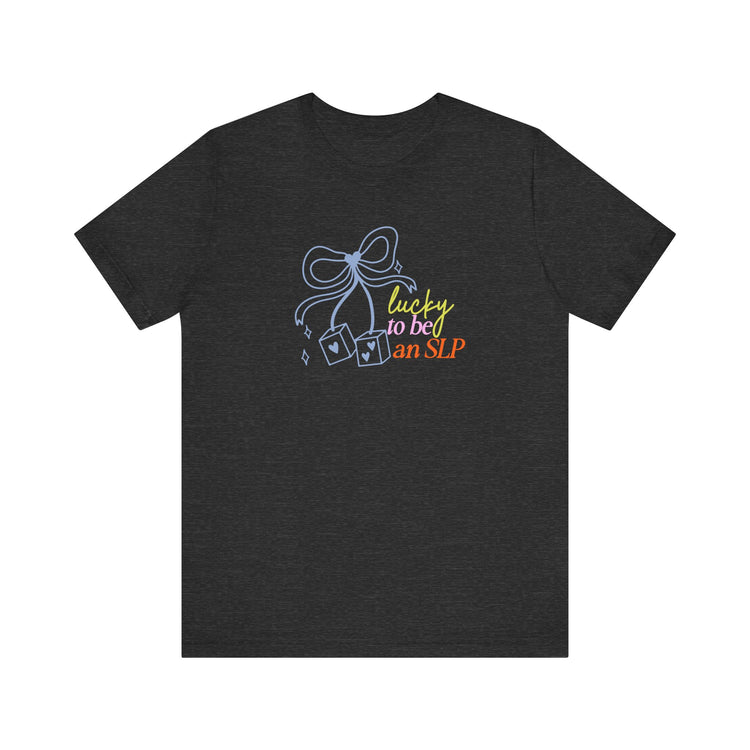 lucky to be an SLP dice short sleeve tee
