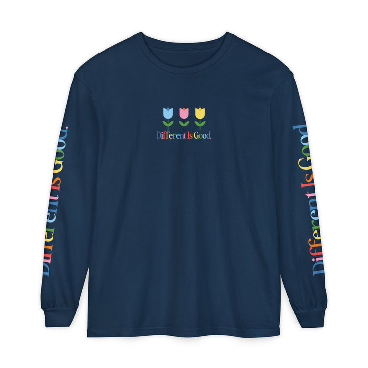 different is good tulips long sleeve tee