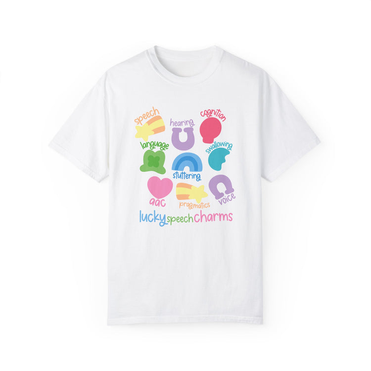 lucky speech charms comfort colors tee