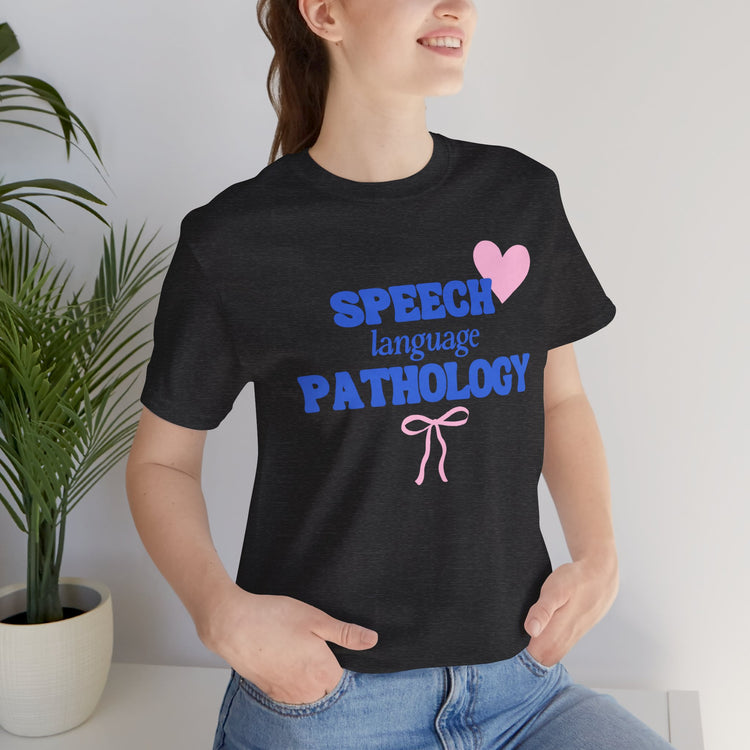 speech language pathology bow + heart short sleeve tee