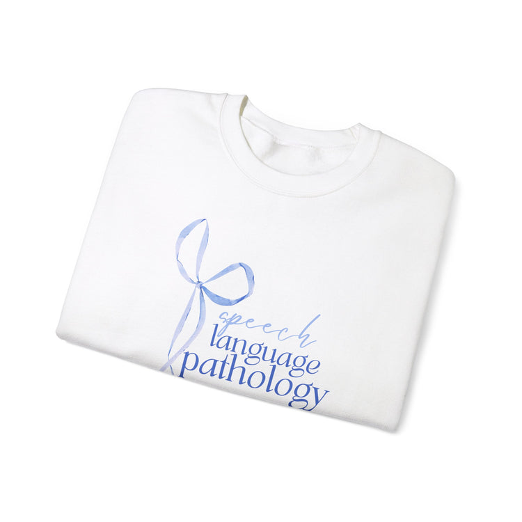 blue bow speech language pathology crewneck