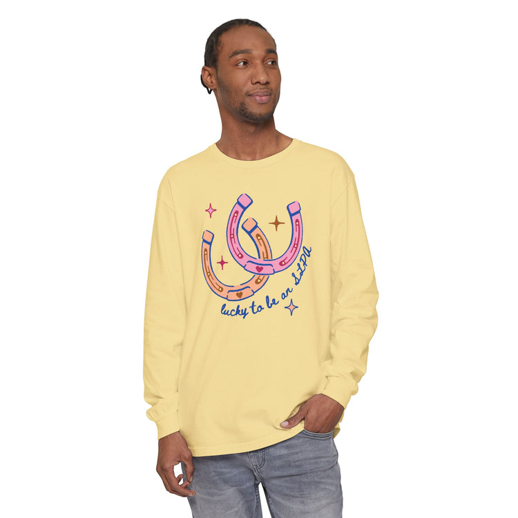 horseshoe lucky to be an SLPA long sleeve tee
