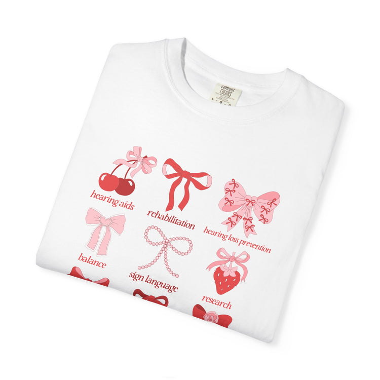 audiology scope cherry bow comfort colors tee