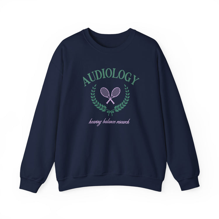 audiology tennis crest crewneck