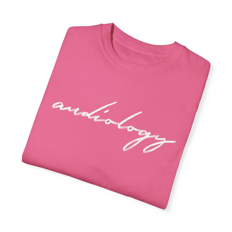 simple cursive audiology comfort colors tee