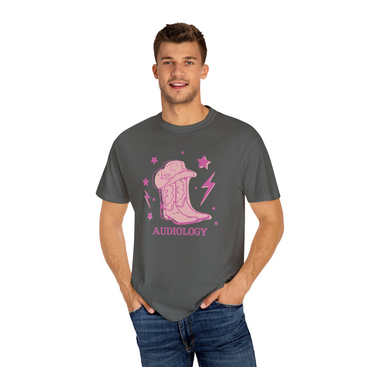 cowboy boots audiology comfort colors tee