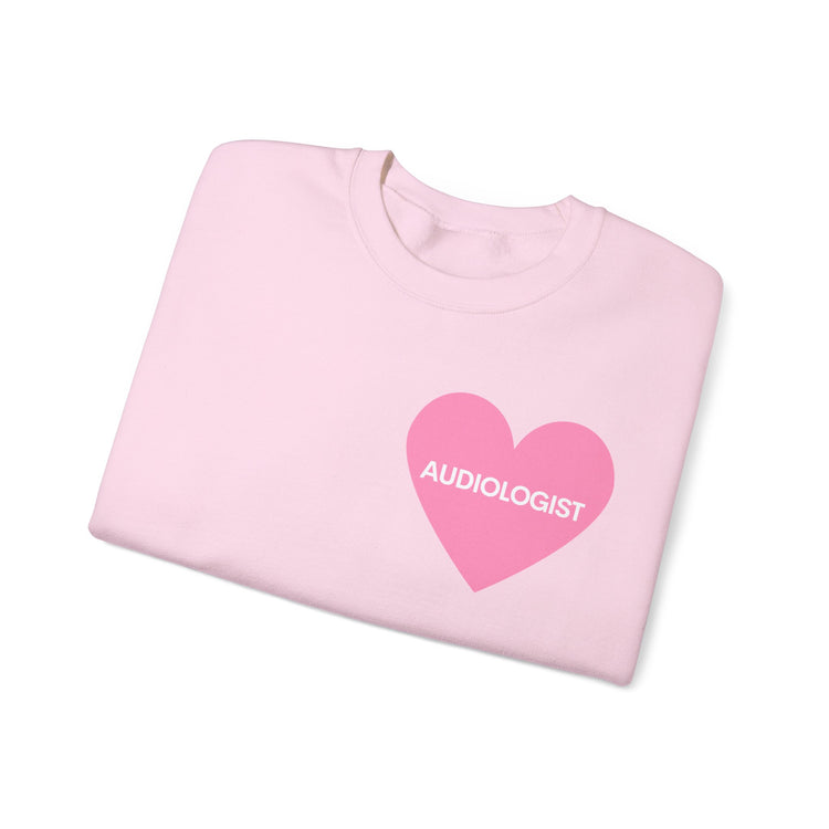 pink heart audiology crewneck