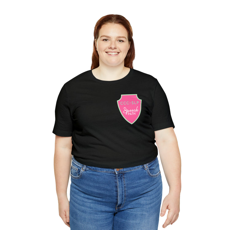 speech path ccc badge short sleeve tee