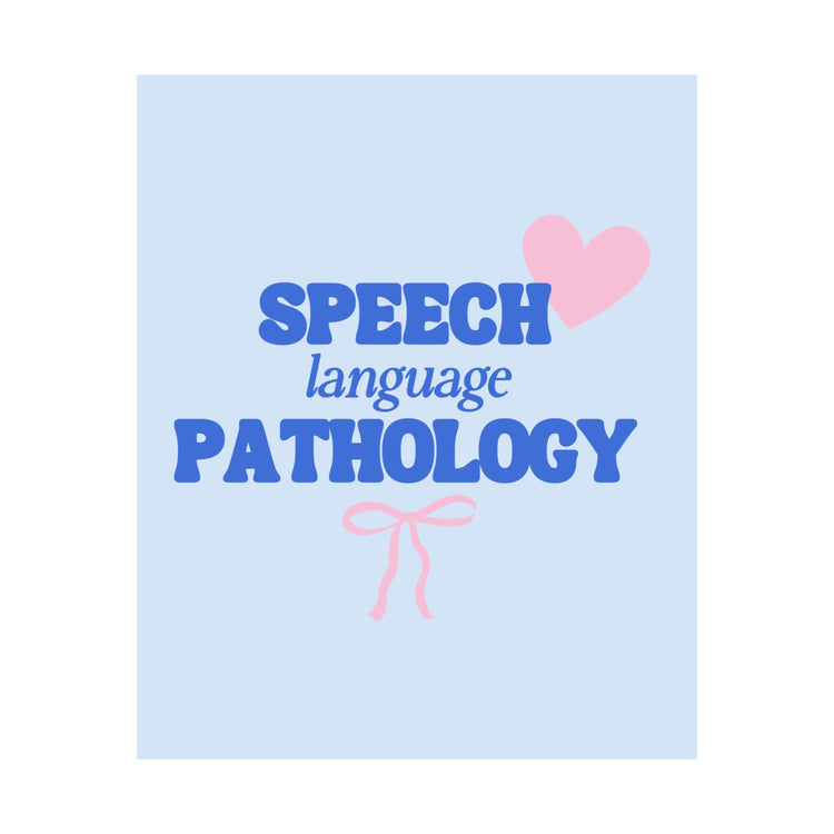 speech language pathology hearts + bow wall poster