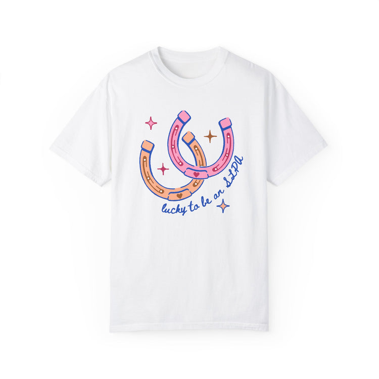 horseshoe lucky to be an SLPA comfort colors tee