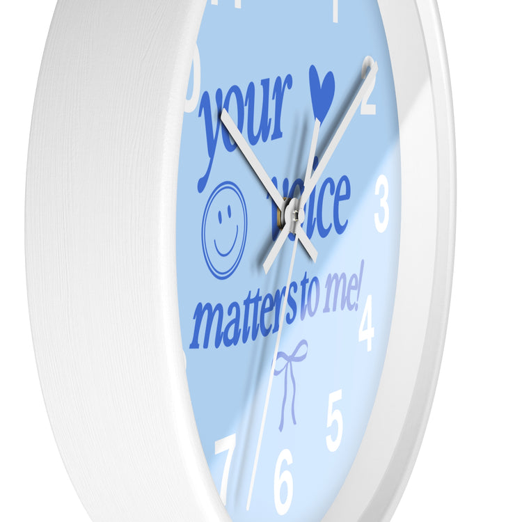 your voice matters to me blue bow clock
