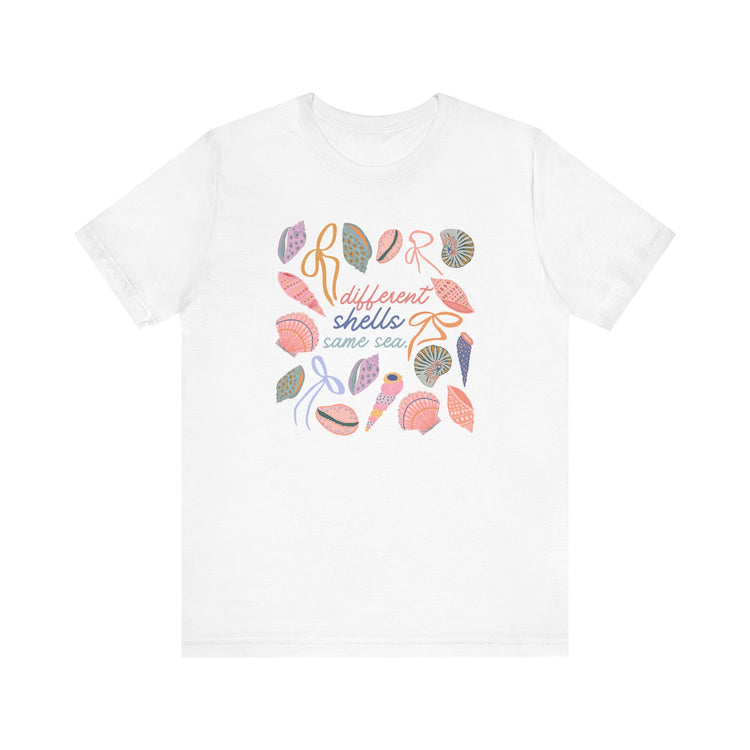different shells, same sea short sleeve tee