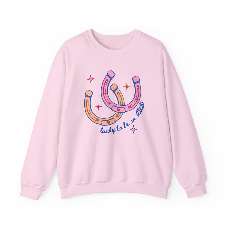 lucky to be an AUD horseshoe crewneck