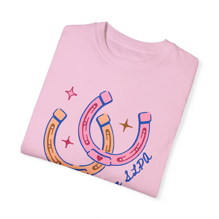 horseshoe lucky to be an SLPA comfort colors tee