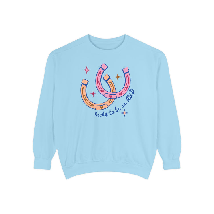 lucky to be an AUD horseshoe comfort colors crewneck