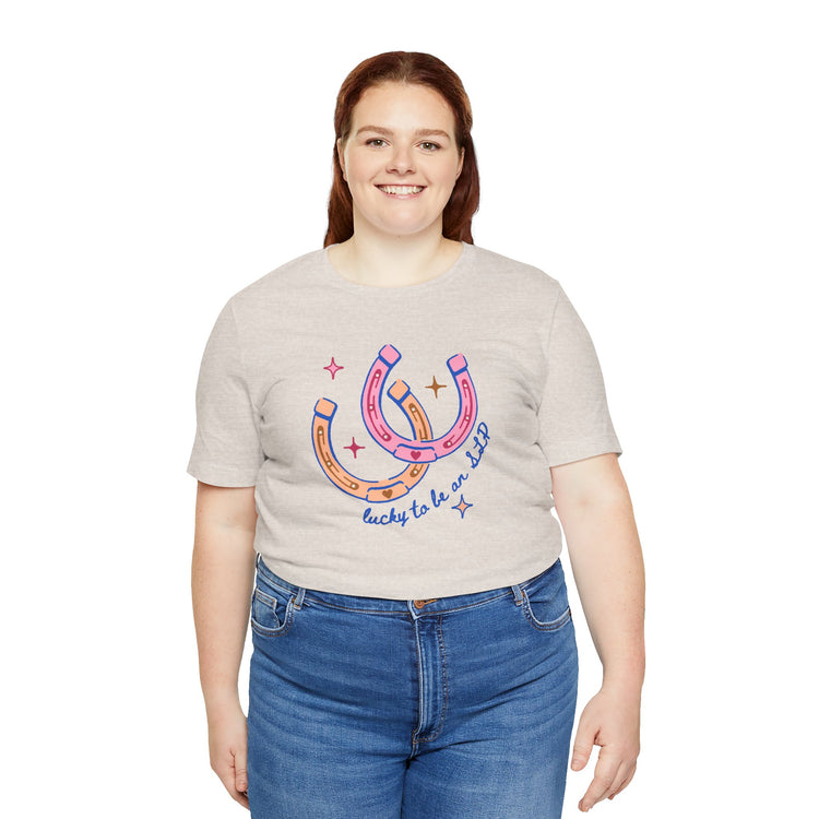 horseshoe lucky to be an SLP tee