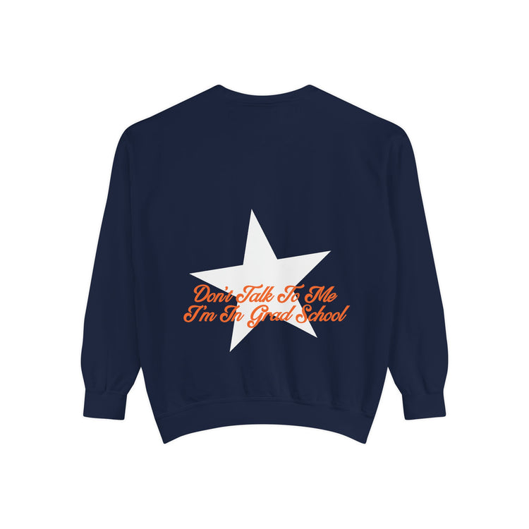 don't talk to me i'm in grad school front/back comfort colors crewneck