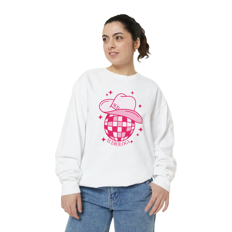 disco cowboy audiology comfort colors crewneck