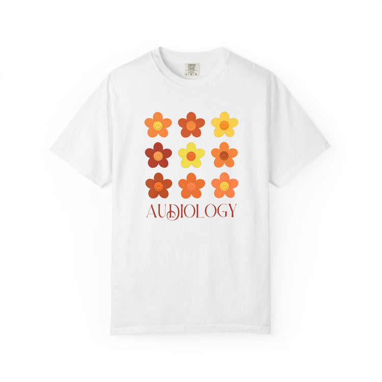 audiology fall flowers comfort colors tee
