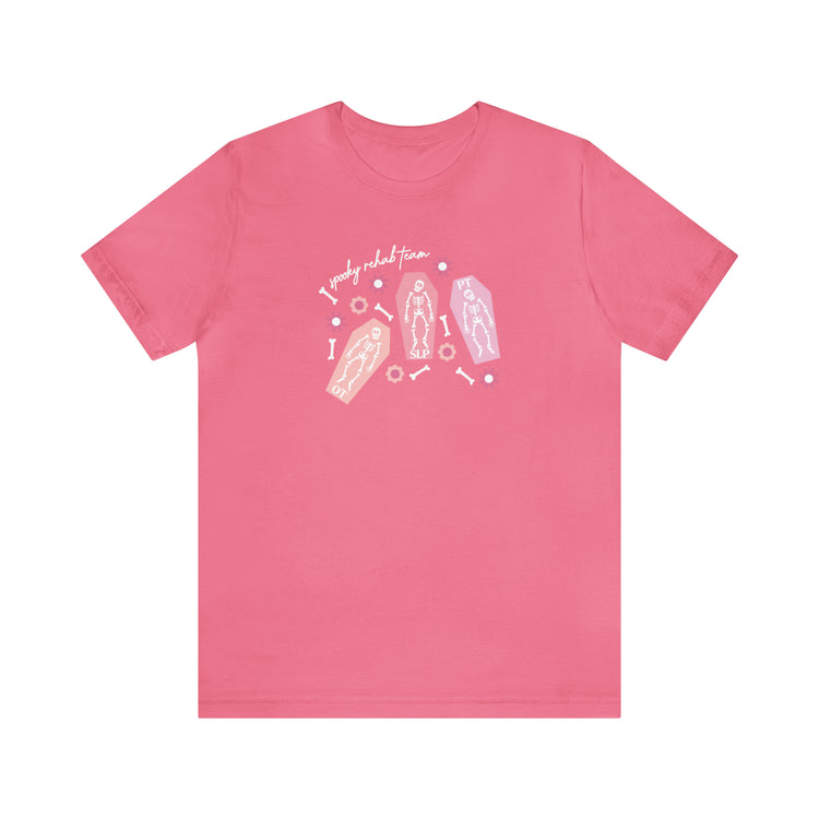 spooky rehab team skeleton bones short sleeve tee