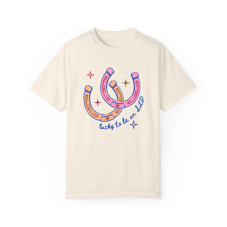 horseshoe lucky to be an SLP comfort colors tee