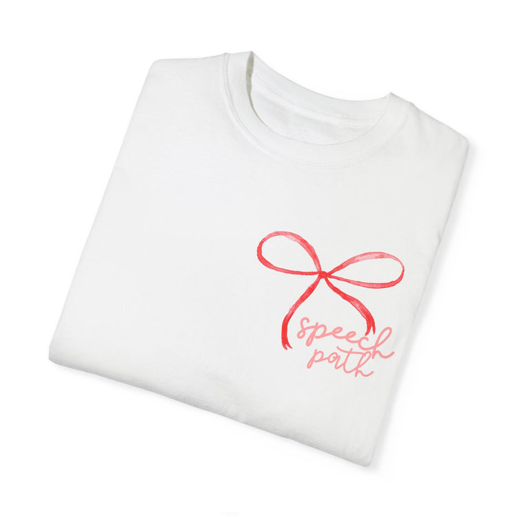 everyone deserves a voice red bow comfort colors tee