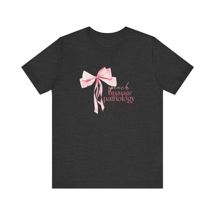pink bow speech language pathology short sleeve tee