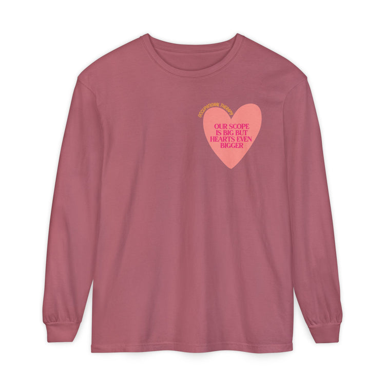 OT big scope heart comfort colors long sleeve tee