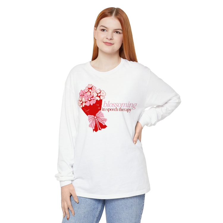 blossoming in speech flowers long sleeve tee
