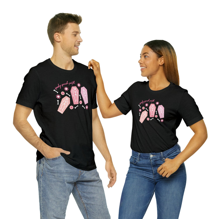 spooky speech skeleton bones short sleeve tee