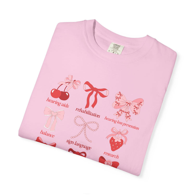 audiology scope cherry bow comfort colors tee