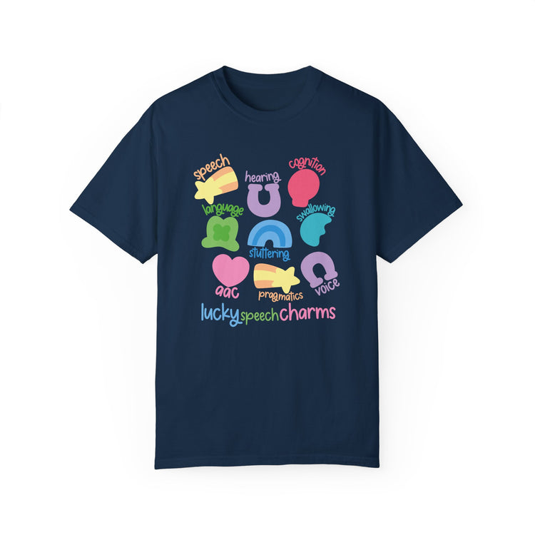 lucky speech charms comfort colors tee