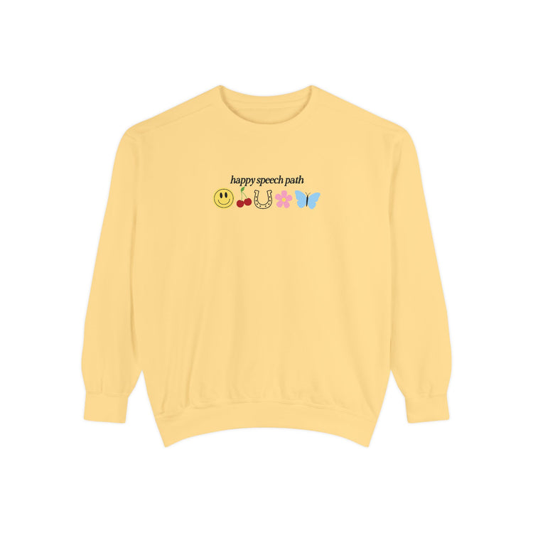 happy speech path comfort colors crewneck