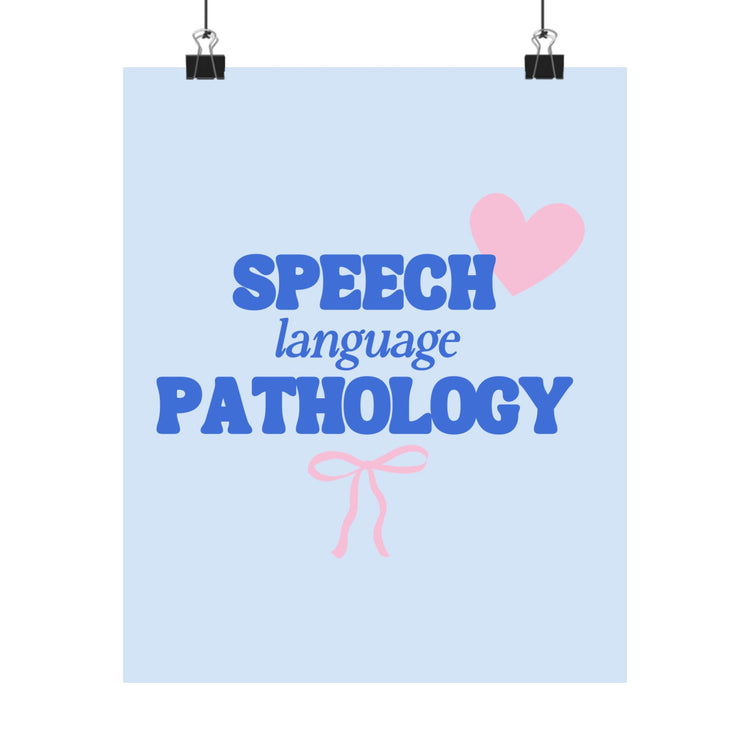 speech language pathology hearts + bow wall poster