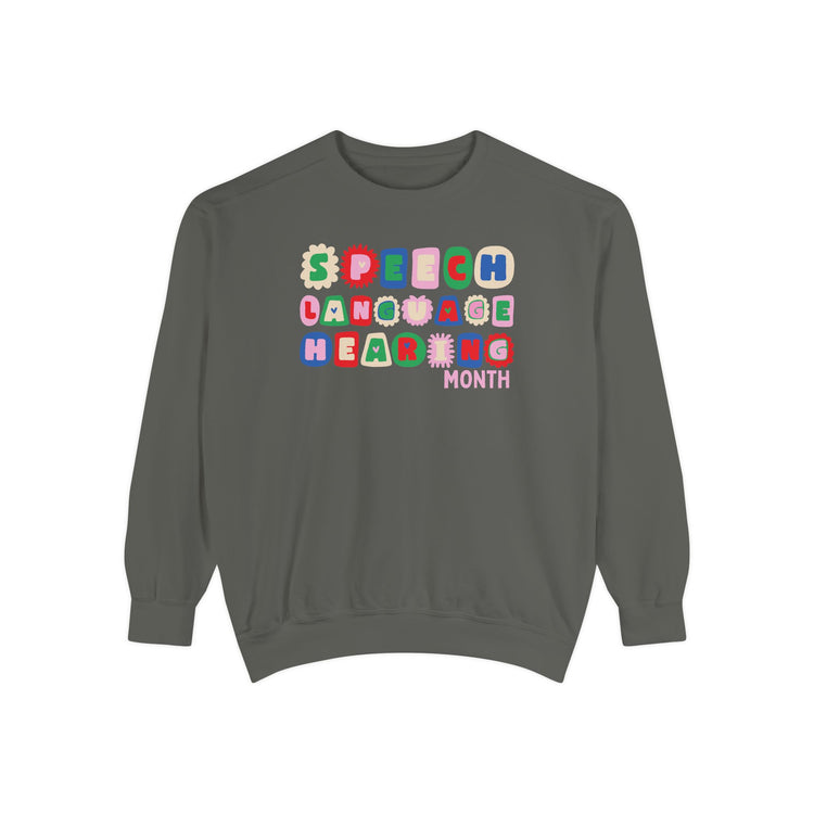 NSLHM block letters comfort colors crewneck