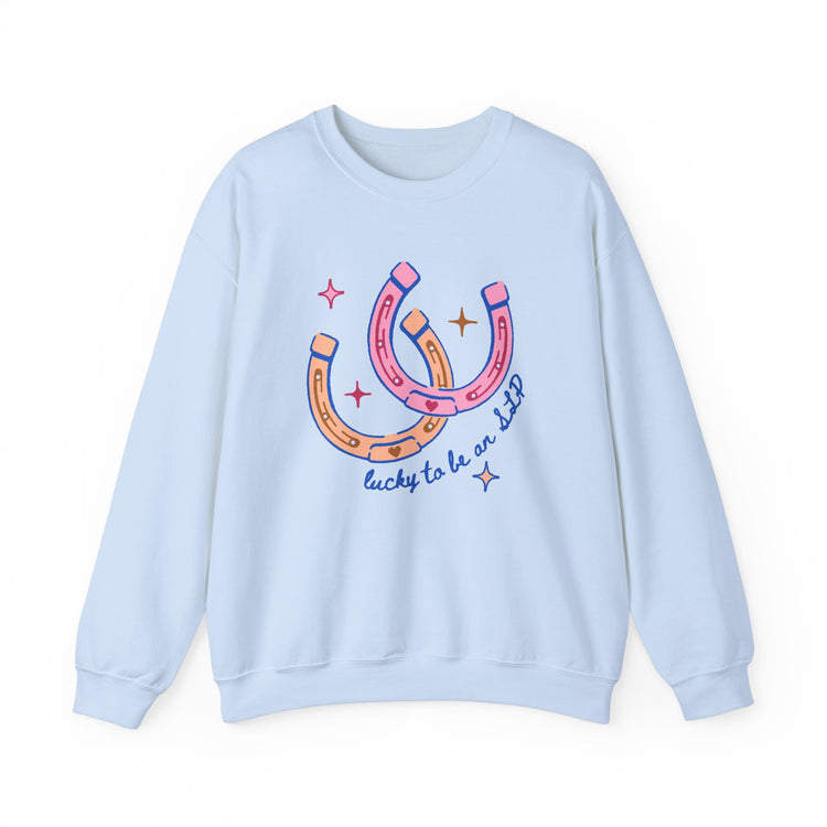horseshoe lucky to be an SLP crewneck