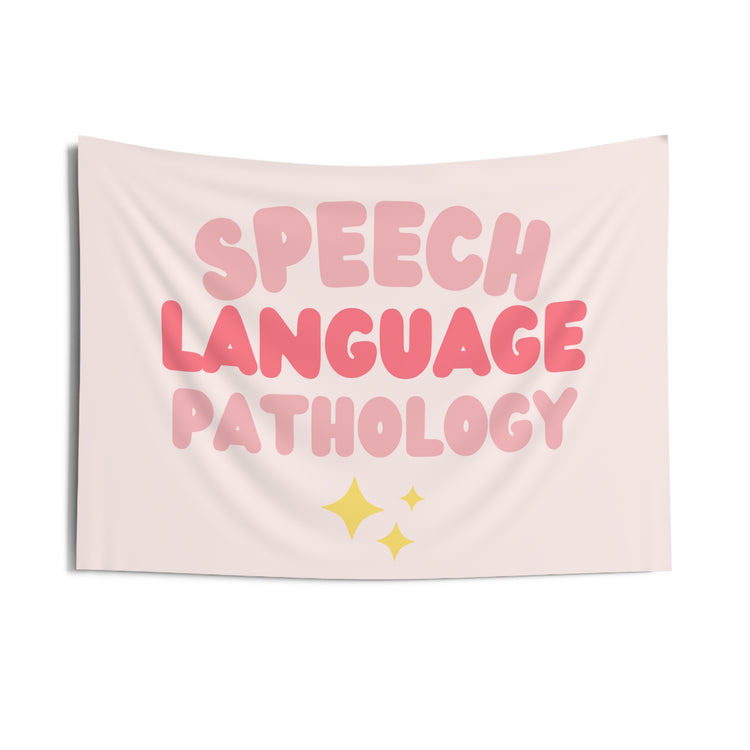 speech language pathology pink block wall tapestry