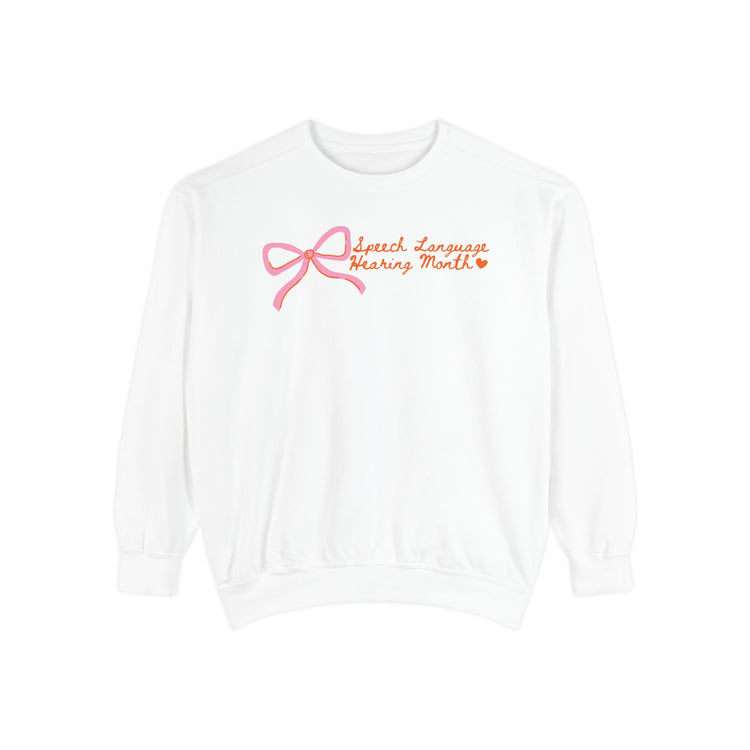 NSLHM pink bow comfort colors crewneck