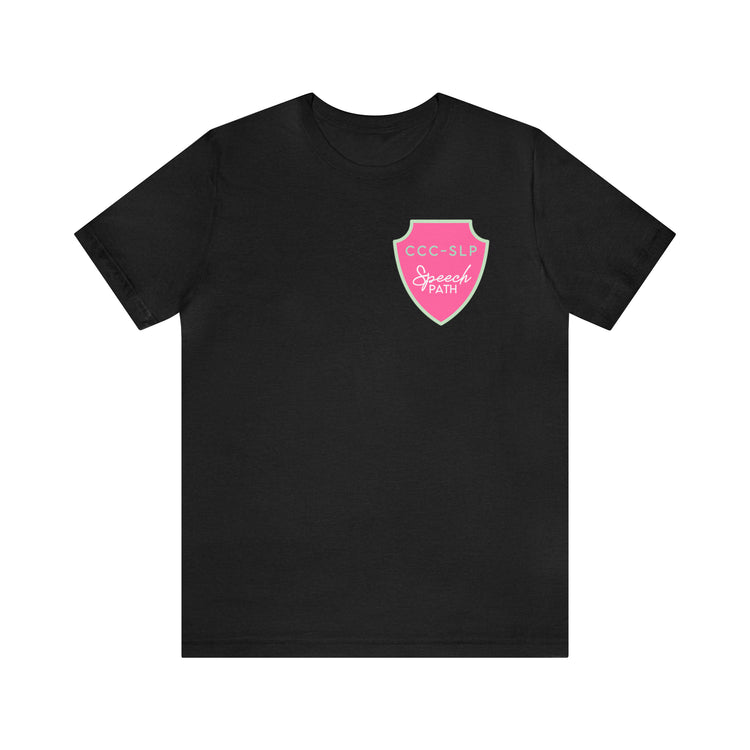 speech path ccc badge short sleeve tee