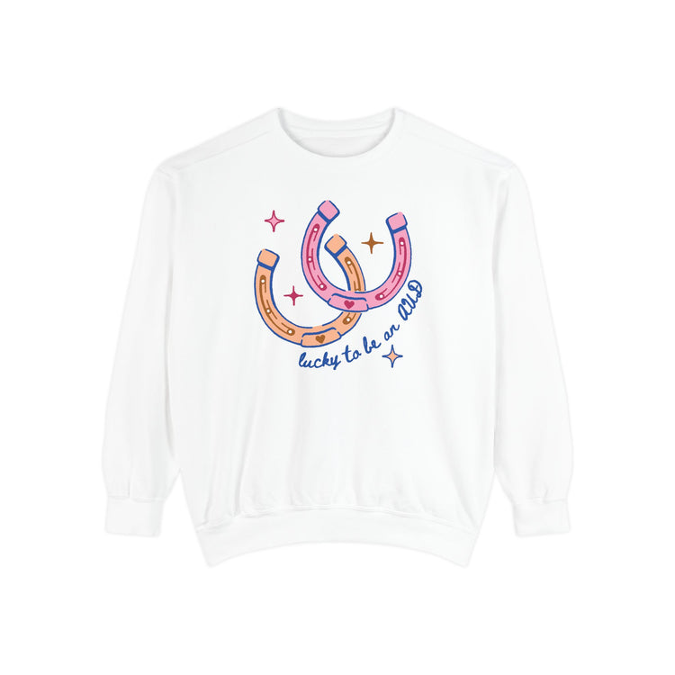 lucky to be an AUD horseshoe comfort colors crewneck