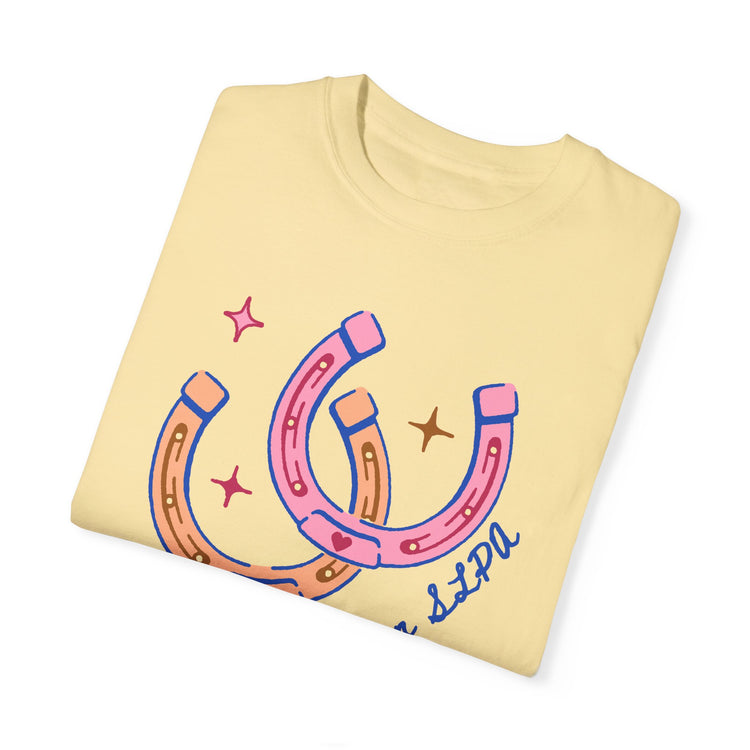 horseshoe lucky to be an SLPA comfort colors tee