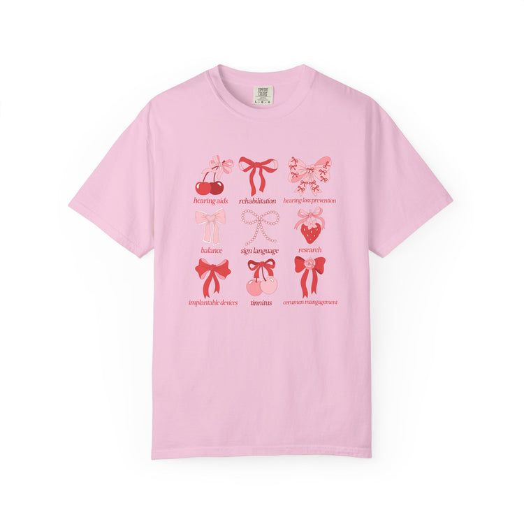 audiology scope cherry bow comfort colors tee
