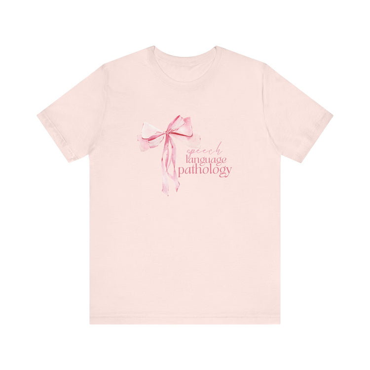 pink bow speech language pathology short sleeve tee