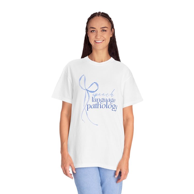 blue bow speech language pathology comfort colors tee