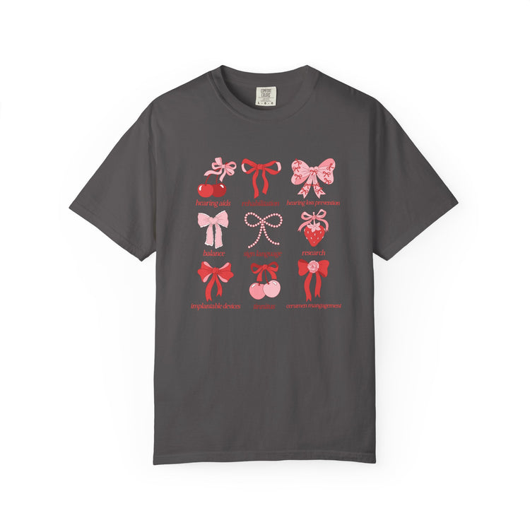 audiology scope cherry bow comfort colors tee