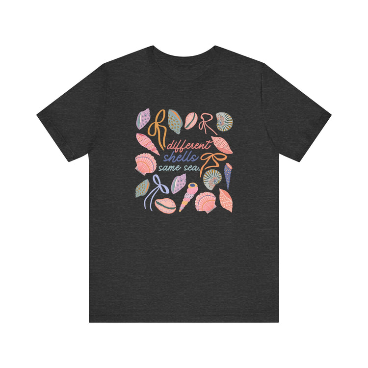 different shells, same sea short sleeve tee