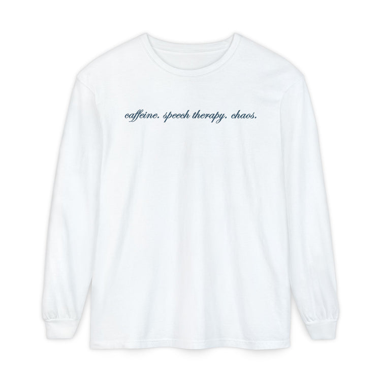 caffeine speech chaos long sleeve tee