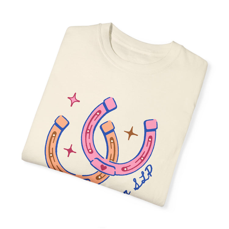 horseshoe lucky to be an SLP comfort colors tee